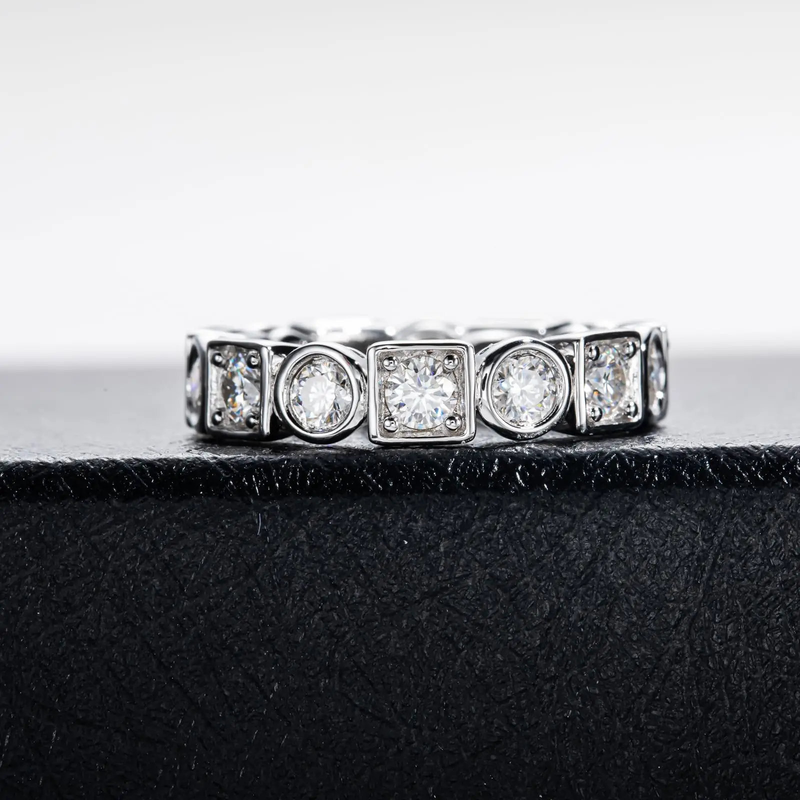 Metis 3.5mm D Color Moissanite Wedding Band Ring Eternity Ring 925 Sterling Silver Rings For Men Jewelry Eight Hearts and Arrows