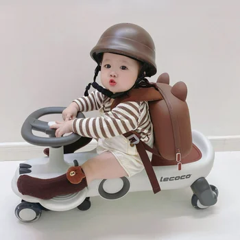 Sound and light twist car children's silent rocking car dazzling magnetic flash wheel baby toys 1-3 years old anti-rollover Yo car