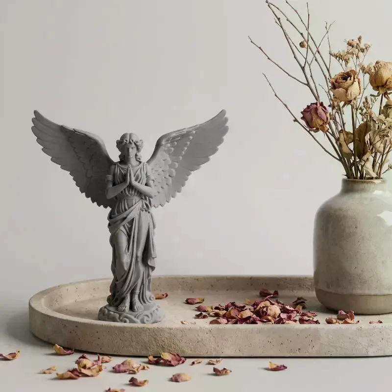 3D Printed Praying Angel Religious Figurine Guardian Statue For Study Room Decor Baptism Gift view 4