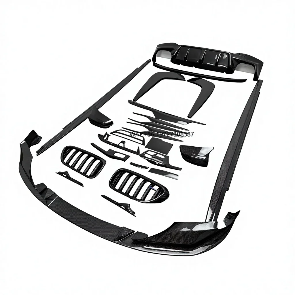 Kits de Carroceria em Fibra de Carbono Seca para BMW Série 5 F90 M5: Difusor Dianteiro, Aerofólio Traseiro, Saias Laterais e Acessórios de Interior em