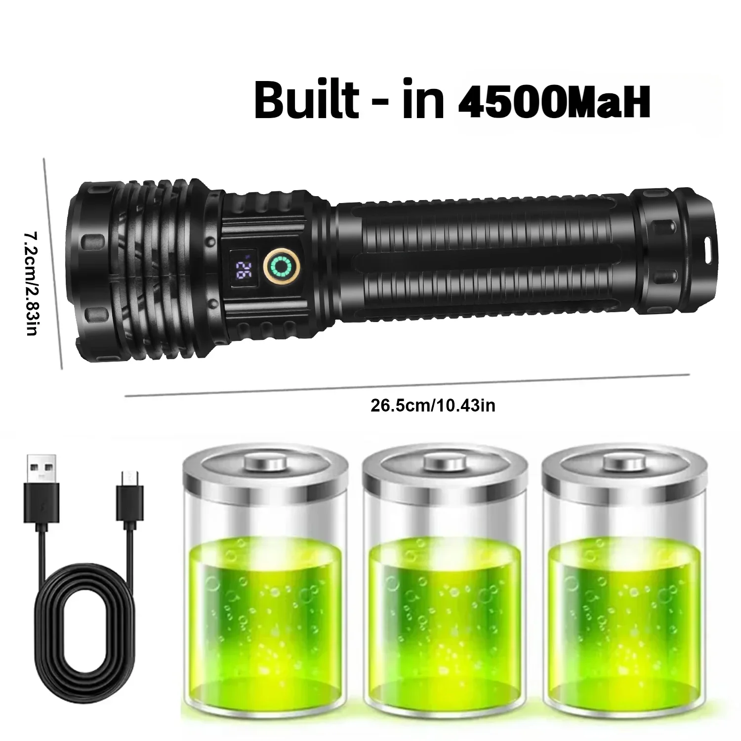 High Power LED Flashlight 3000000LM Rechargeable Torch 1500W Telescopic Zoom Powerful Lantern Ultra Powerful Flashlight