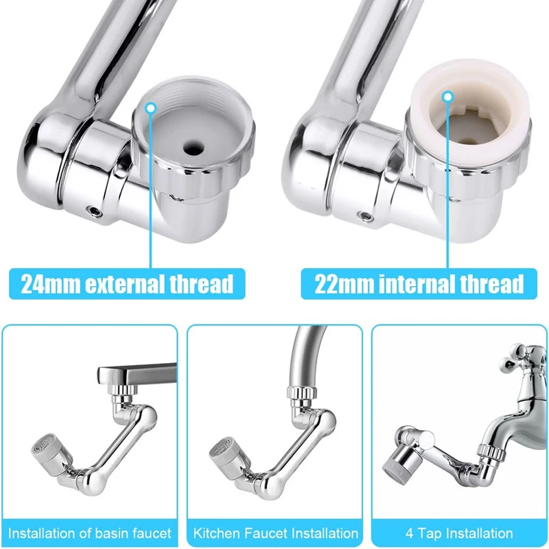 New 1440° Rotatable Faucet Aerator Extender 99% Universal Faucet Bubbler Anti Splash Filter Saving Water Tap Nozzle for Kitchen