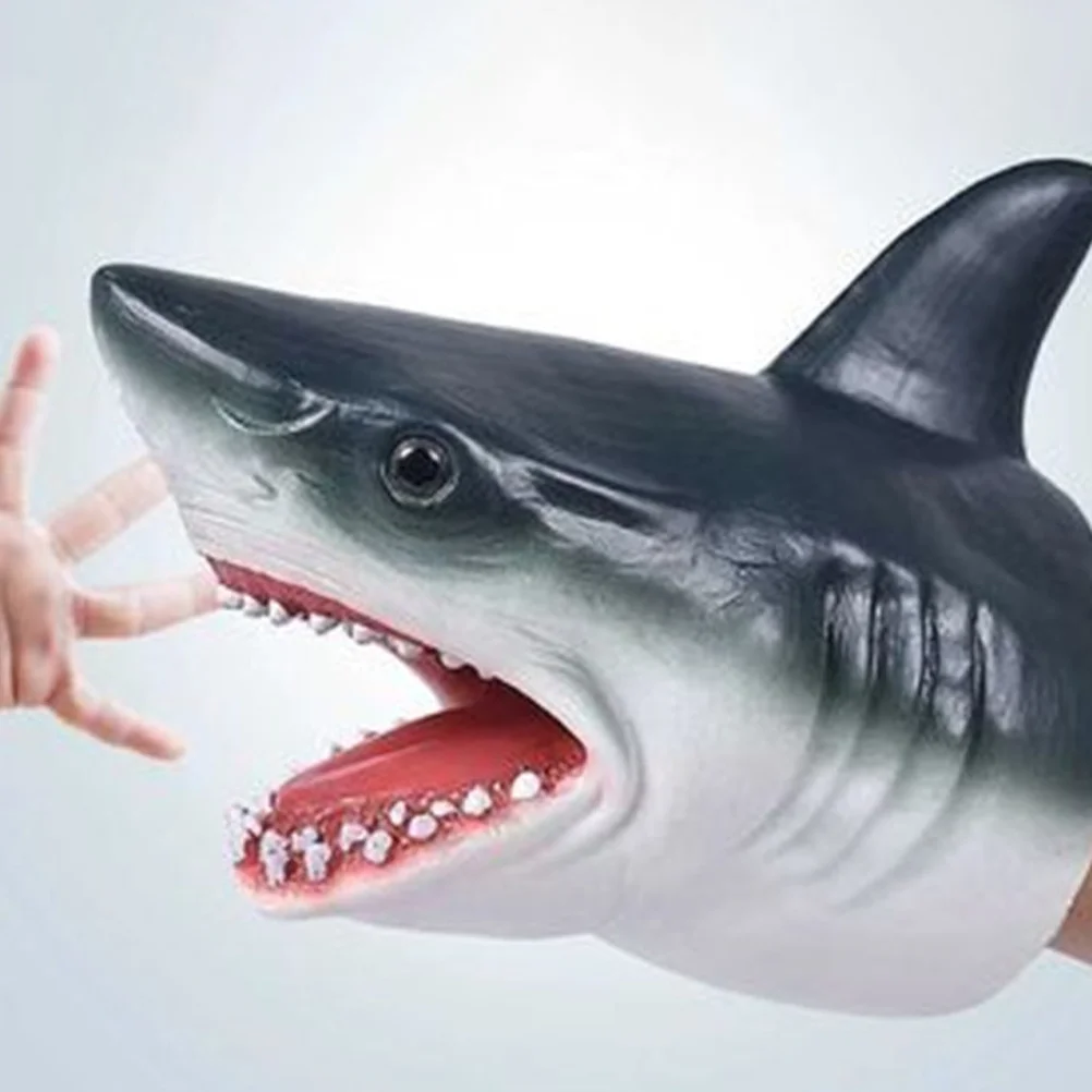หุ่นมือการ์ตูนรูปฉลาม 2 ชิ้น สำหรับเล่านิทาน ของเล่นเสริมพัฒนาการเด็ก หุ่นมือฉลามสร้างสรรค์ ของตกแต่งรูปฉลาม
