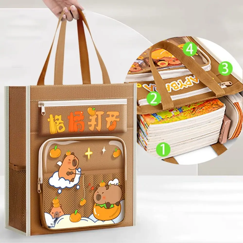 Capivara-Bolsa Multifuncional para Estudantes, Bolsa de Grande Capacidade, Bolsa para Arquivo A4, Tutorial, Nova, 7 Camadas