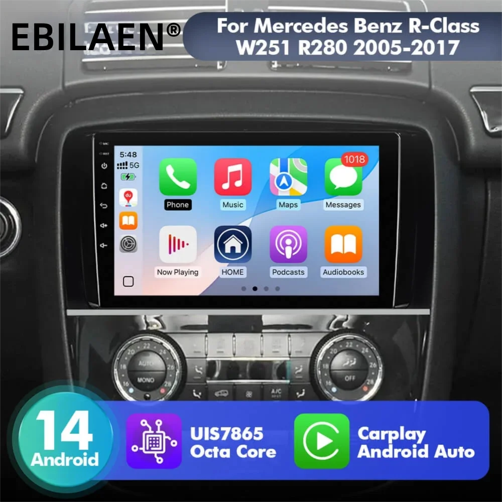 

EBILAEN Android 14 Car Radio For Mercedes Benz R-Class W251 R280 2005-2017 Multimedia Player Carplay Android auto radio 2 din