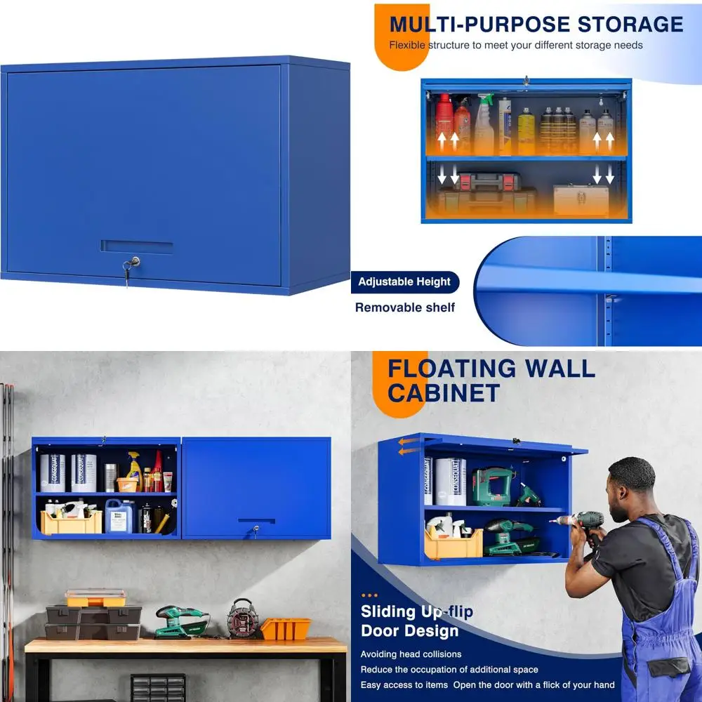 Настенный металлический шкаф для хранения вещей с дверцами и полками — решения для хранения гаражных инструментов для организации