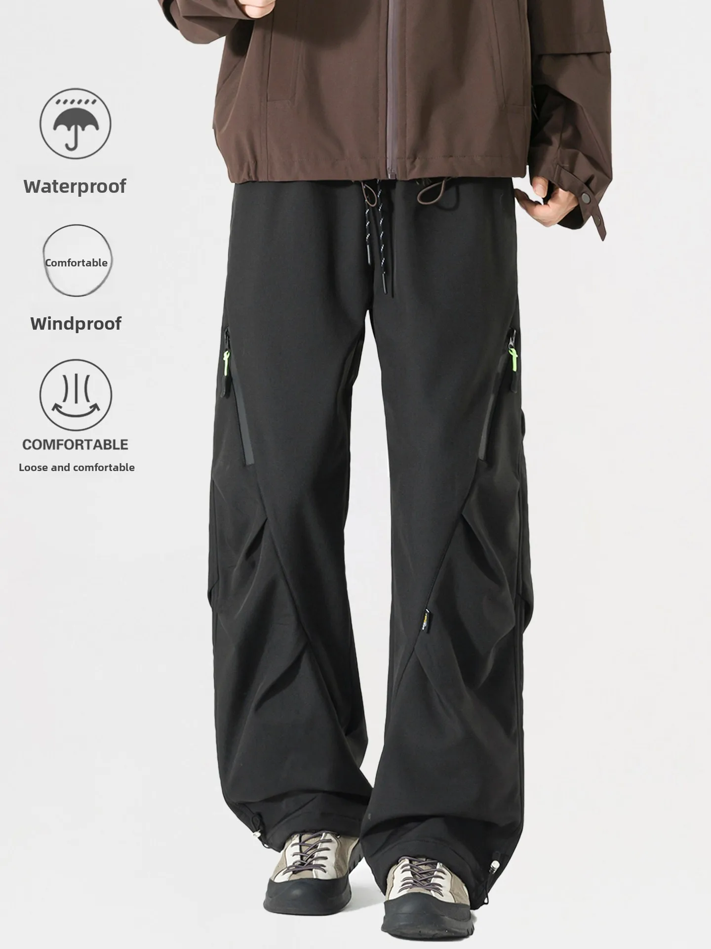 

Уличные брюки для походов с флисовой подкладкой, мужские и женские, весенние, легкие, спортивные, ветрозащитные, в стиле парашютиста, прямого кроя