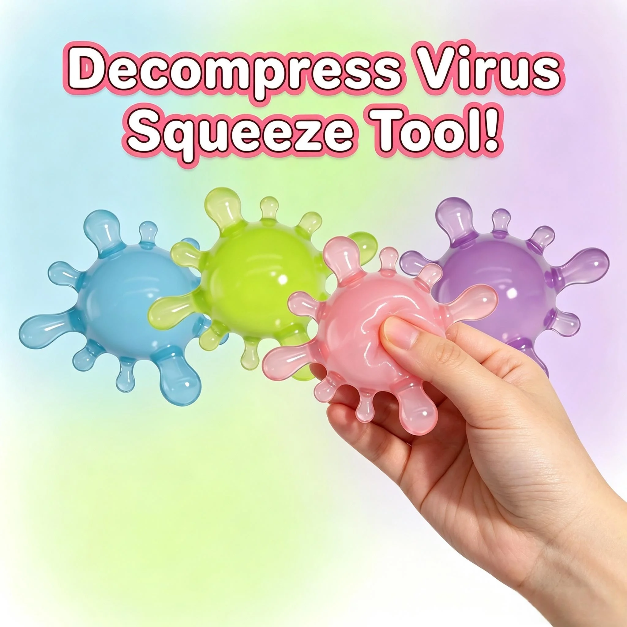 Virus Squishy Stress Relief Toy Soft Squeeze Fidget Toy Colorful Elastic Sensory Toy for Kids Adults Multi Colors