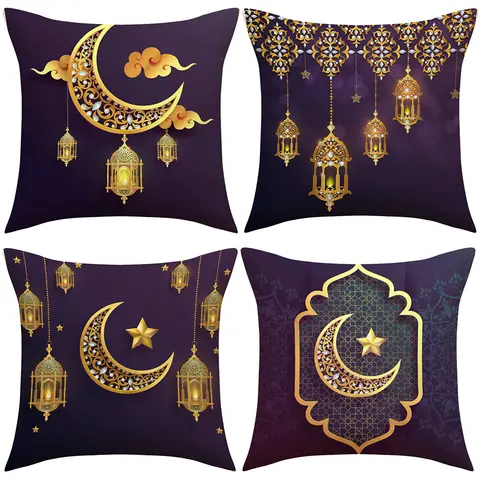 Home Decor Moon, Lantern & Star Decorative Pillow Covers Pattern Cushion Cover Suitable for Sofa Bedroom Car Pillow Cover