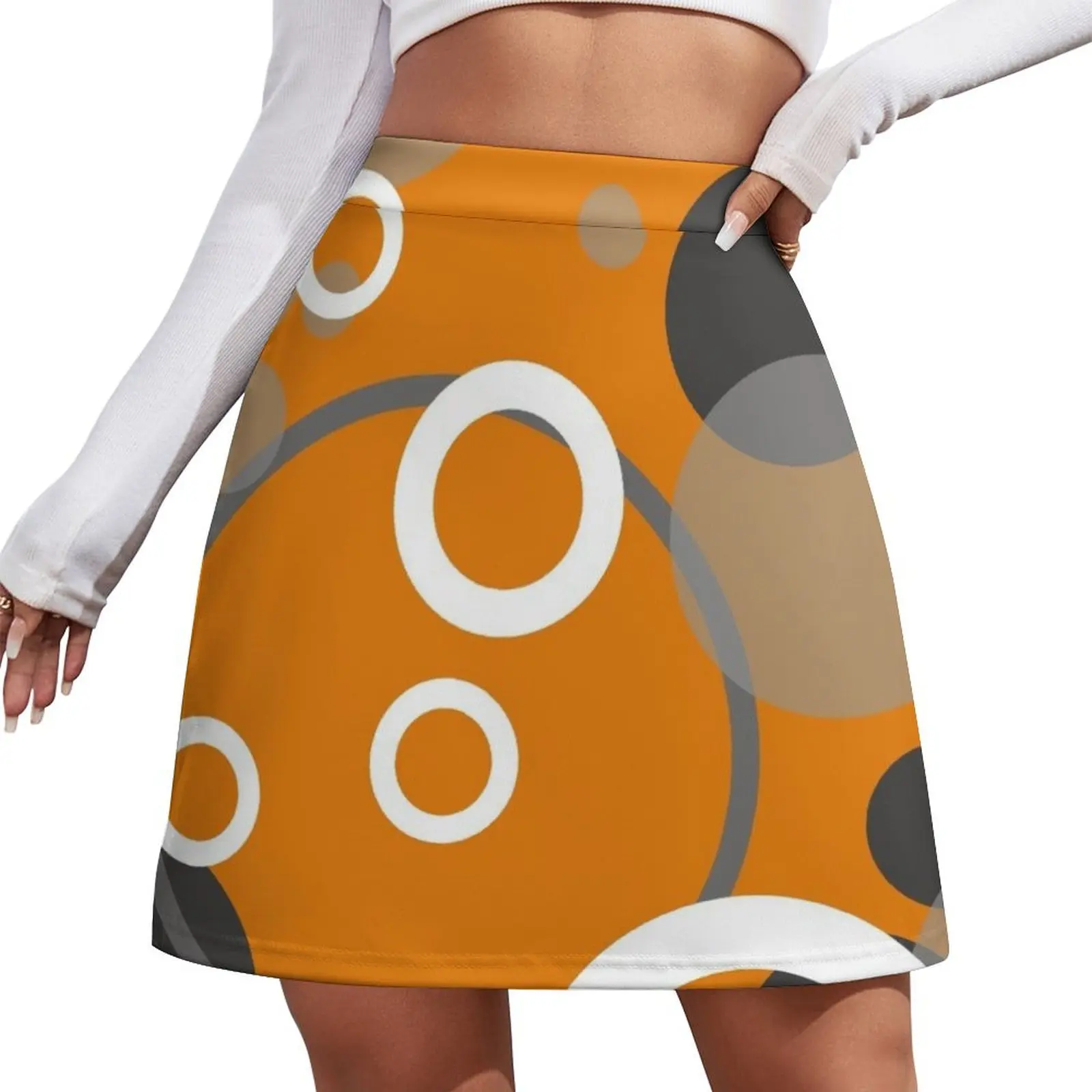 

Kopie von Kopie Geometric Design with circles black orange Mini Skirt mini skirt skirt for woman Clothes for summer