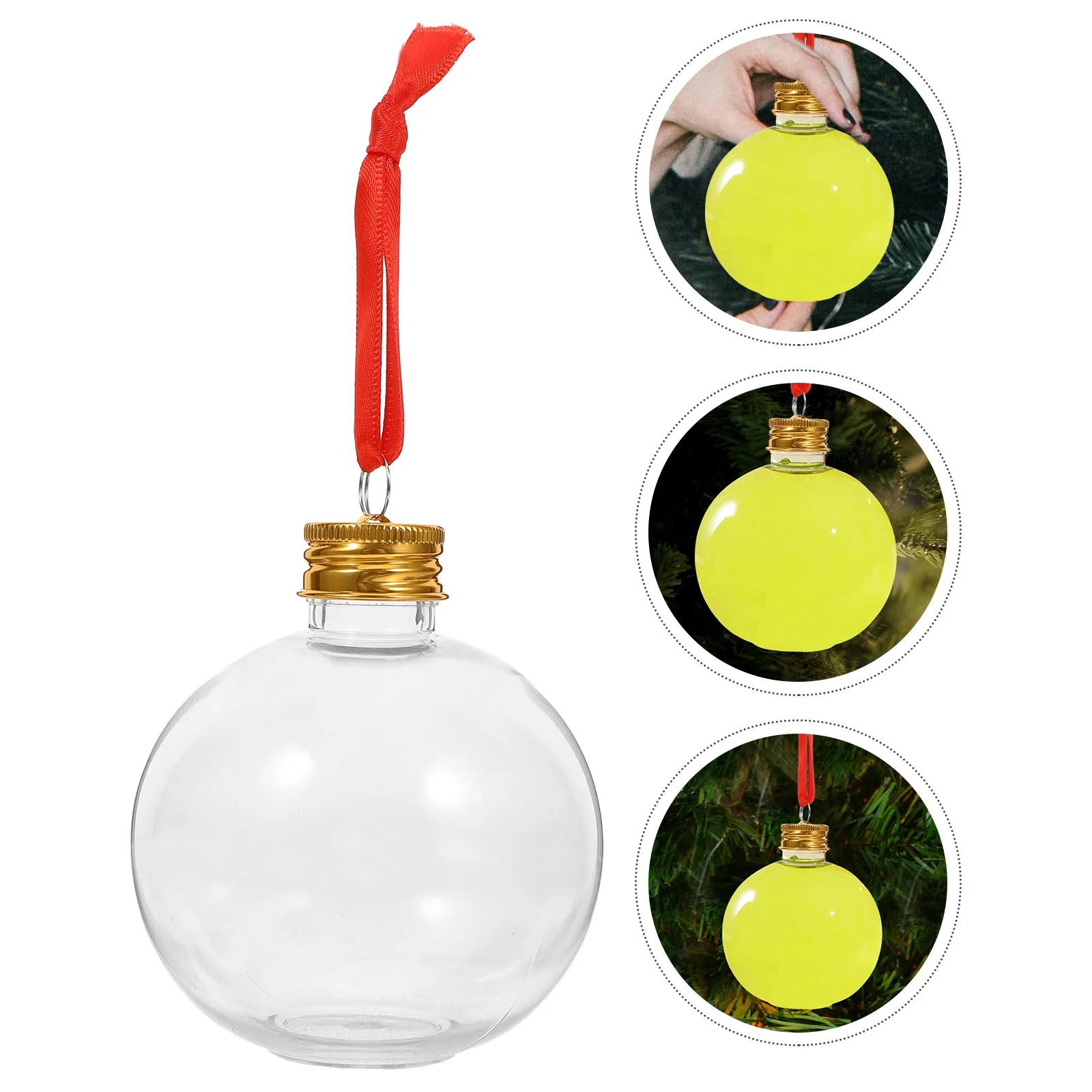 10 Pcs Fillable Bulb Christmas Ball Bottle Ornament Anti-leak Coffee Bottles Clear Juice Golden Airtight