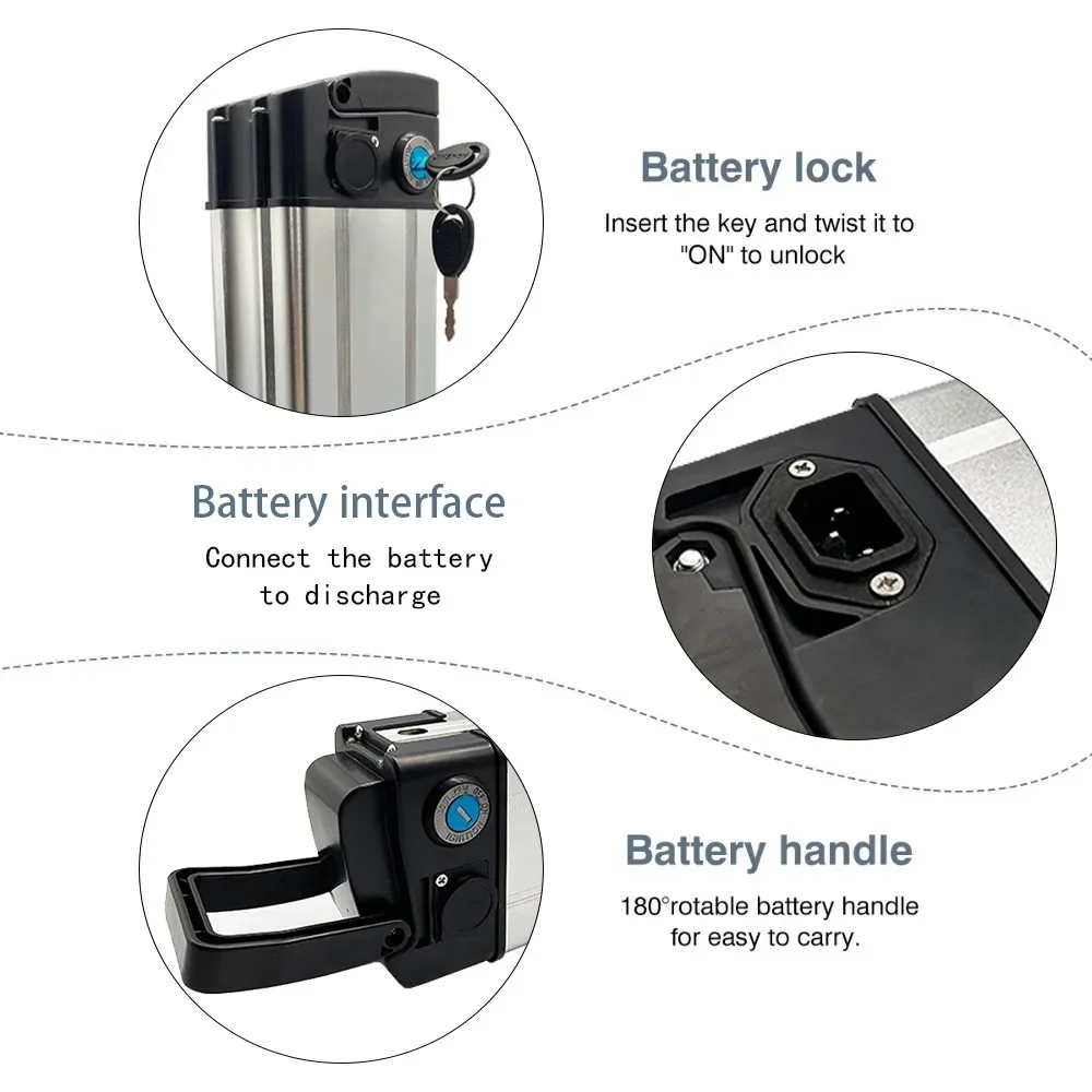 EBike แบตเตอรี่ 36V10AH 15AH 20AH แบตเตอรี่ลิเธียมเงินปลา Batterie Akku สําหรับ 350W 500W 750W 1000W 18650 Li-Ion แบตเตอรี่ Pa