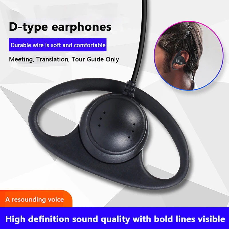 1pcs Single Sided D-shaped Ear Loop Simultaneous Interpretation 3.5MM Listen Only Earphone For Radio Tour Guide System