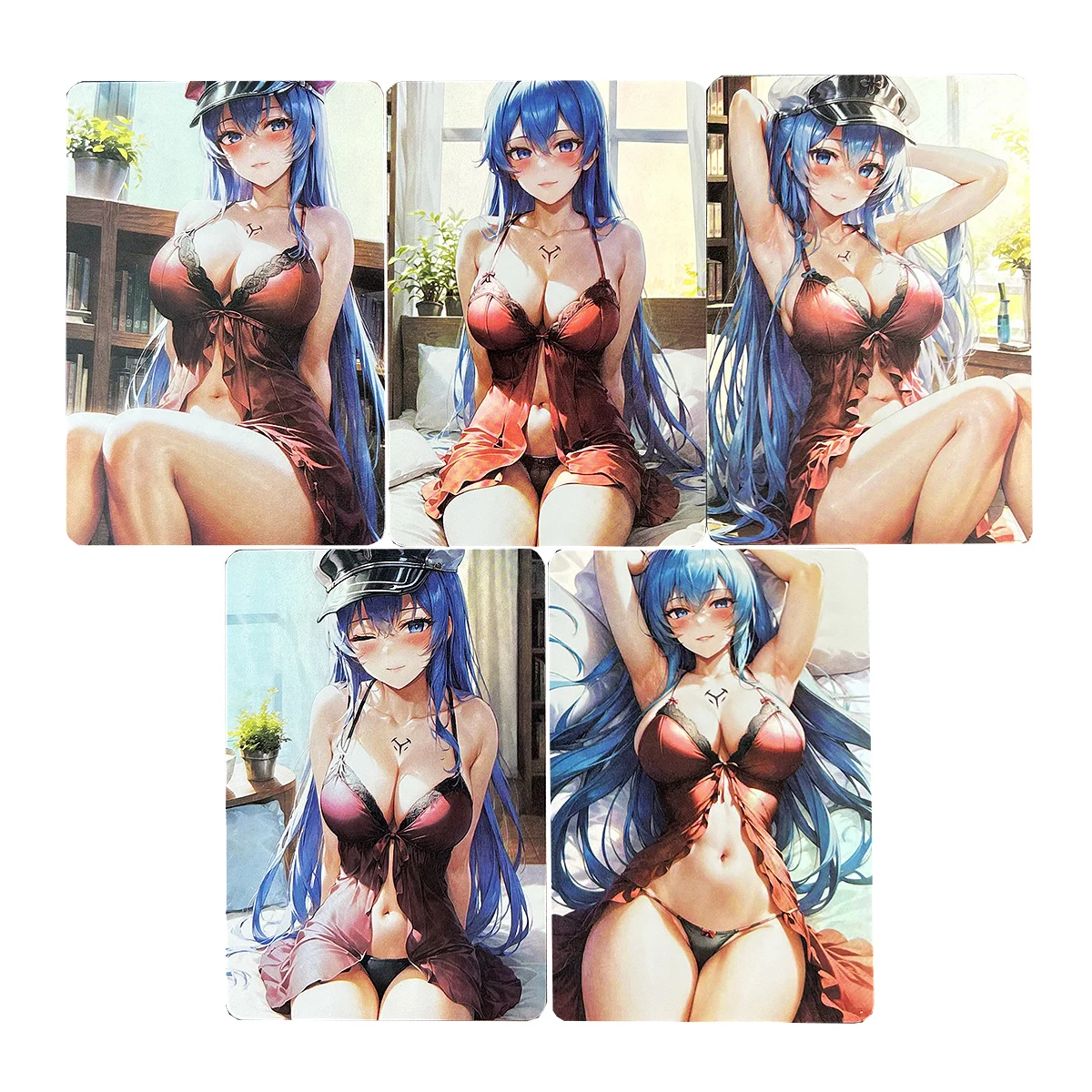 5Pcs/set Diy Self Made Akame ga KILL! Esdese Sexy and cute Collection Card Refraction Color Flash Anime Cards Gift Toys