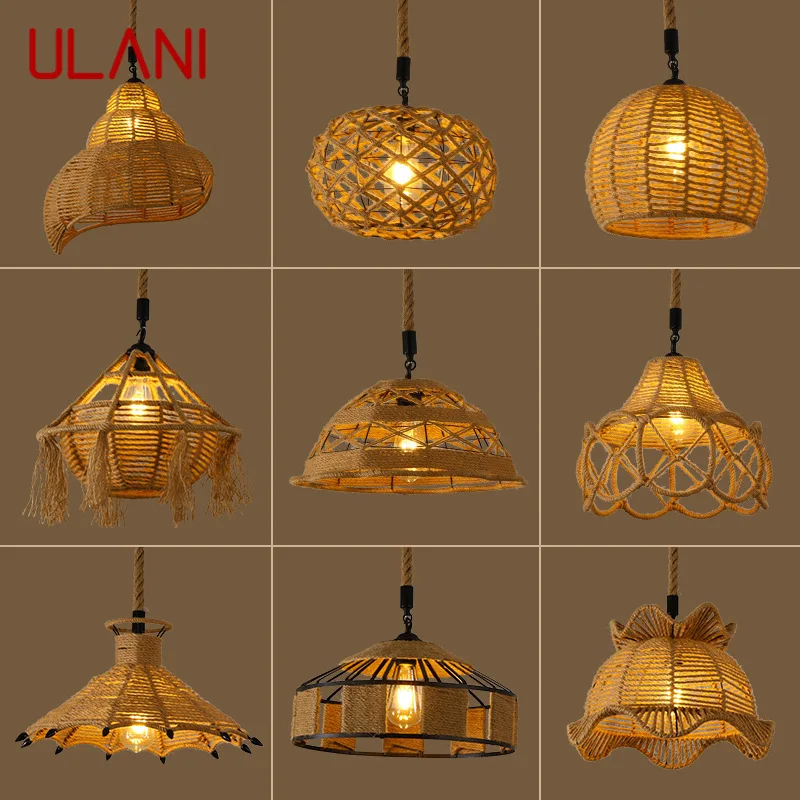 ULANI American Style Retrohemp Rope Chandelier Nostalgic Loft Industrial Style Internet Cafe Restaurant Hot Pot Shop Pendant