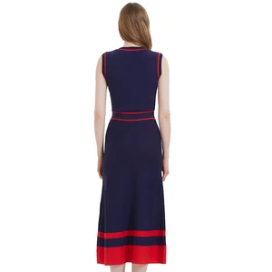 Chch-boundless knitted for women, simple and long business, navy blue, new business, 2024 8 Main Sales Long Blue Dress - №4