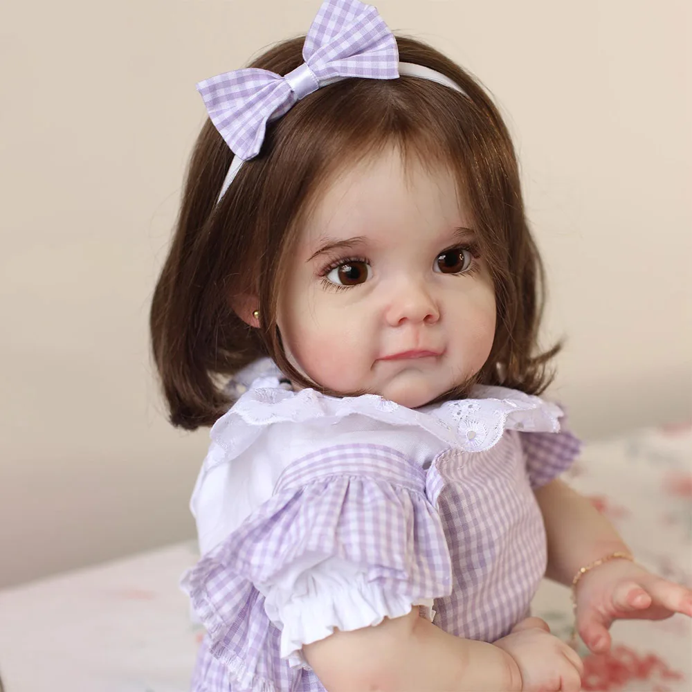 60CM Reborn Toddler Girl Doll Popular Maggi with Hand-Root Hair Soft Cuddle Body Lifelike Doll 3D Skin Visible Veins Bebe