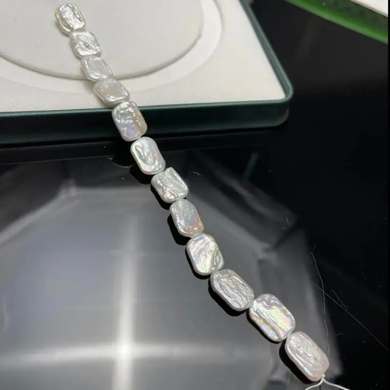 1 Piece DIY Necklace Bracelet Accessory 14x17mm Natural Freshwater Pearl Rectangular Baroque Strand Beads For Jewelry Making