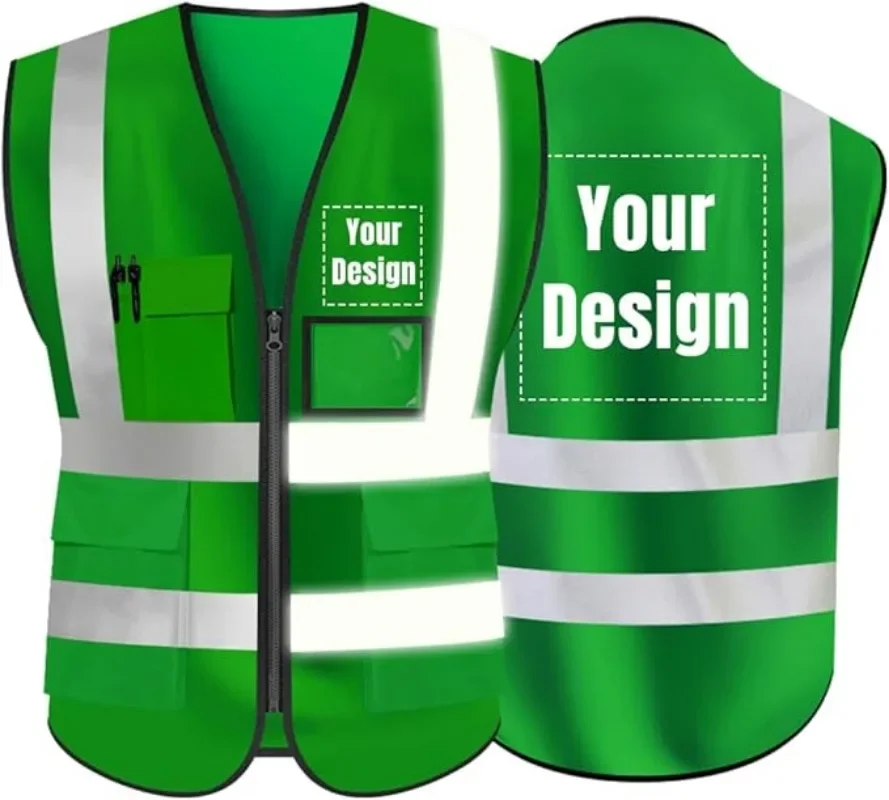 

Защитный жилет повышенной видимости. Изготовленный ваш логотип для бесплатной защитной спецодежды со светоотражающими полосками. Жилеты для работы на открытом воздухе.