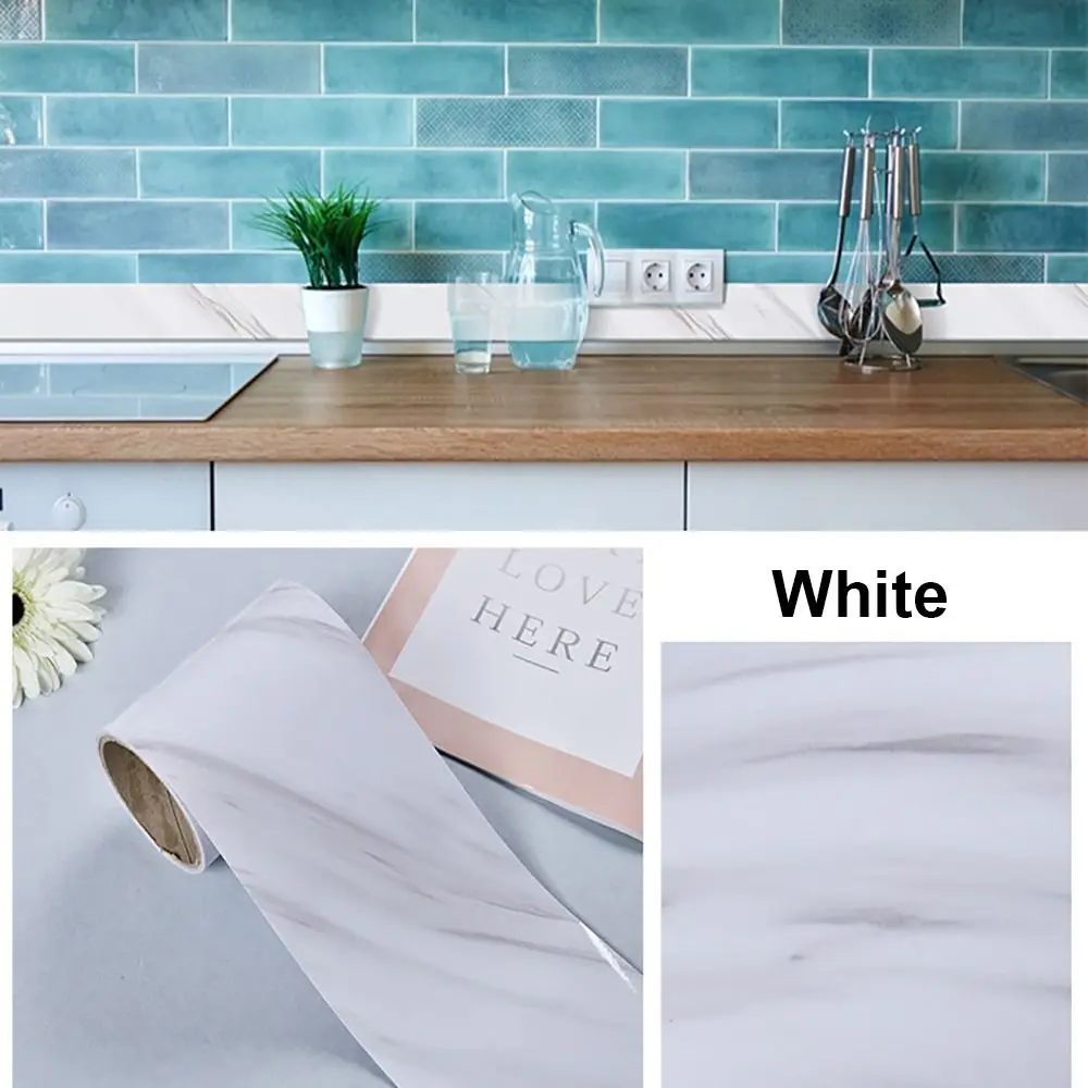 10M/Roll Windowsill Waist Line Wallpaper Door Frame Waterproof Wall Border Sticker Marble Grain Self-adhesive Waveguide Line