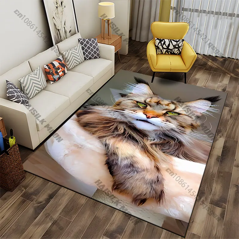 Regal majestic feline in repose carpet Yoga living room room decor children's crawling mat doormat area rug games mat