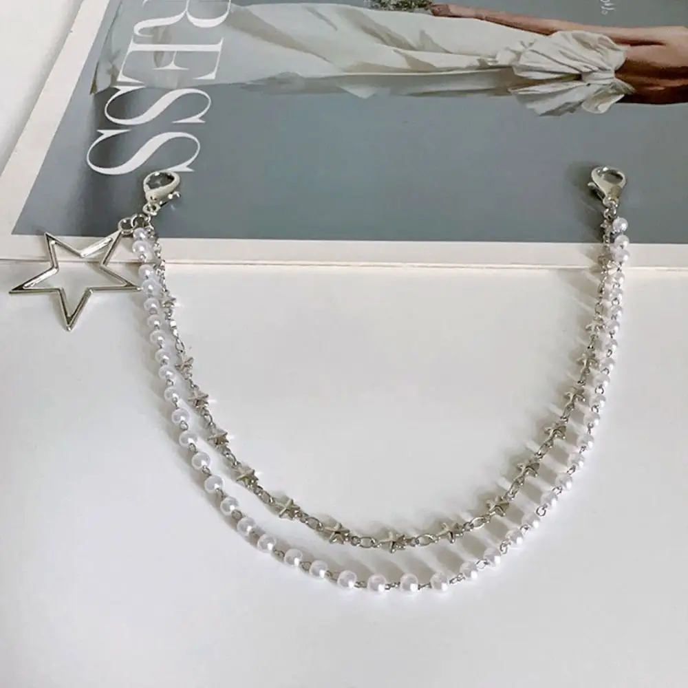 Fashion Rhinestone Pearl Shoe Heel Chain DIY Star Heart Shoe Heel Pendant Adjustable Shoe Accessories Shoe