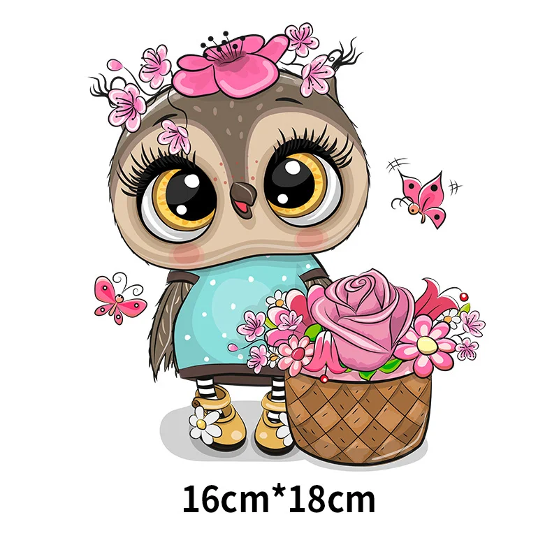 Cute forest animal bird and unicorn heat transfer Stickers DIY Iron On decoration accessories on the beautiful princess dress
