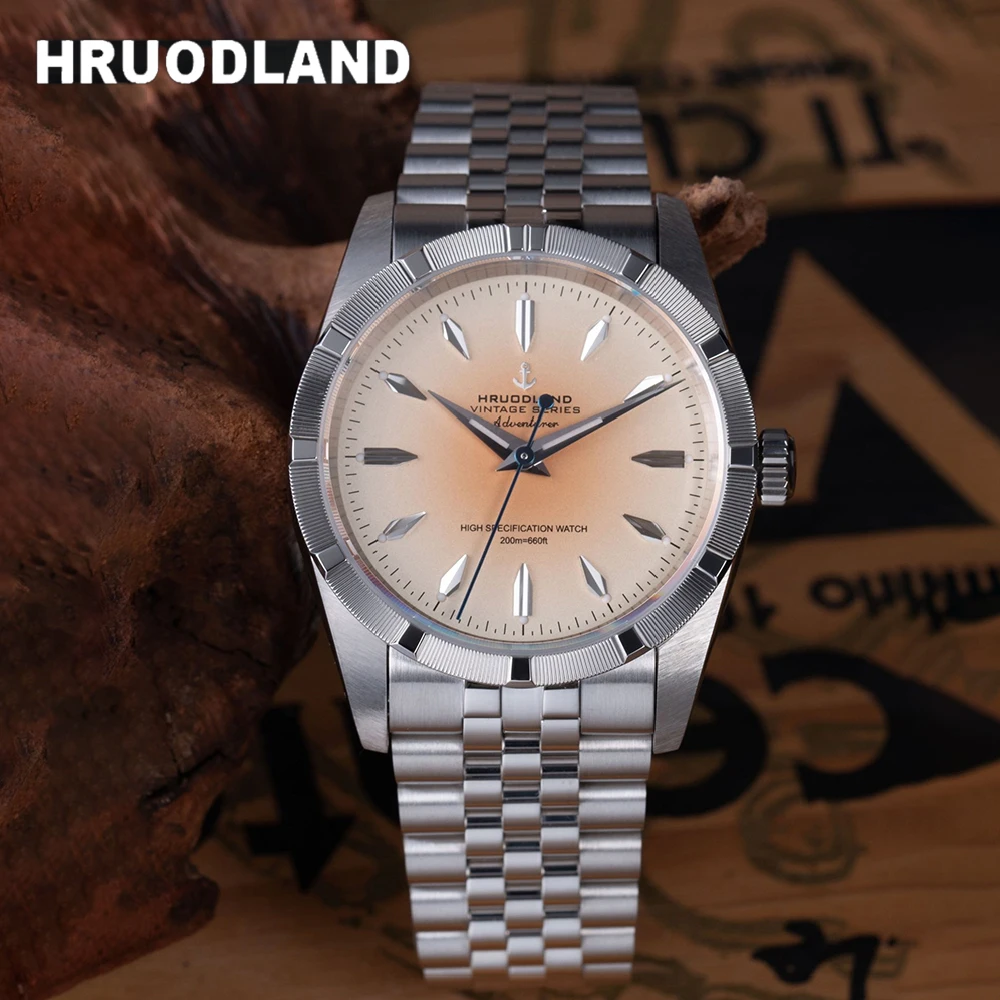 

Механические часы Hruodland 2026 New с сапфировым стеклом, водонепроницаемостью 20 бар, ремешком из пяти звеньев в стиле ретро 36 мм, для работы и повседневной носки, BGW-9