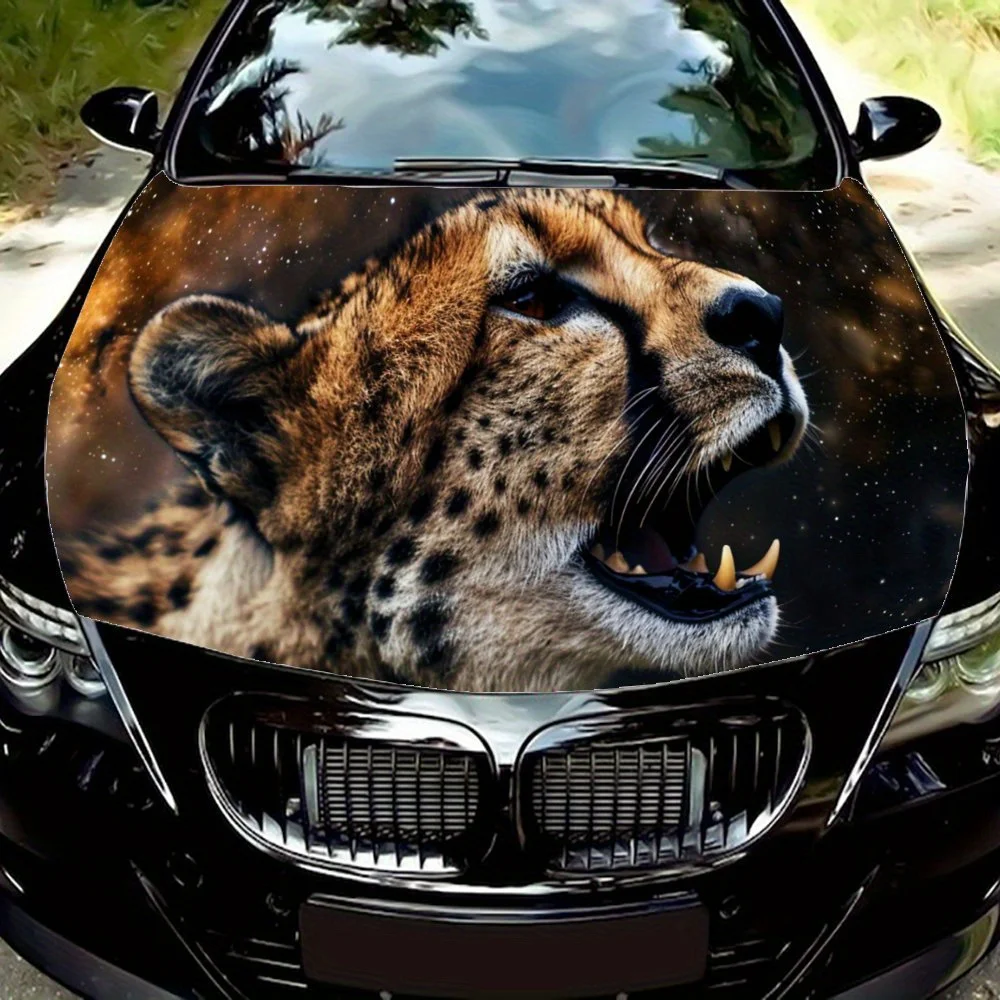 

Leopard, Fierce, Shocking, Starry Sky, Cool, Artistic, Animal, Gift;Car Hood Decal Sticker, Motorcycle and Truck Decal, Self-adh