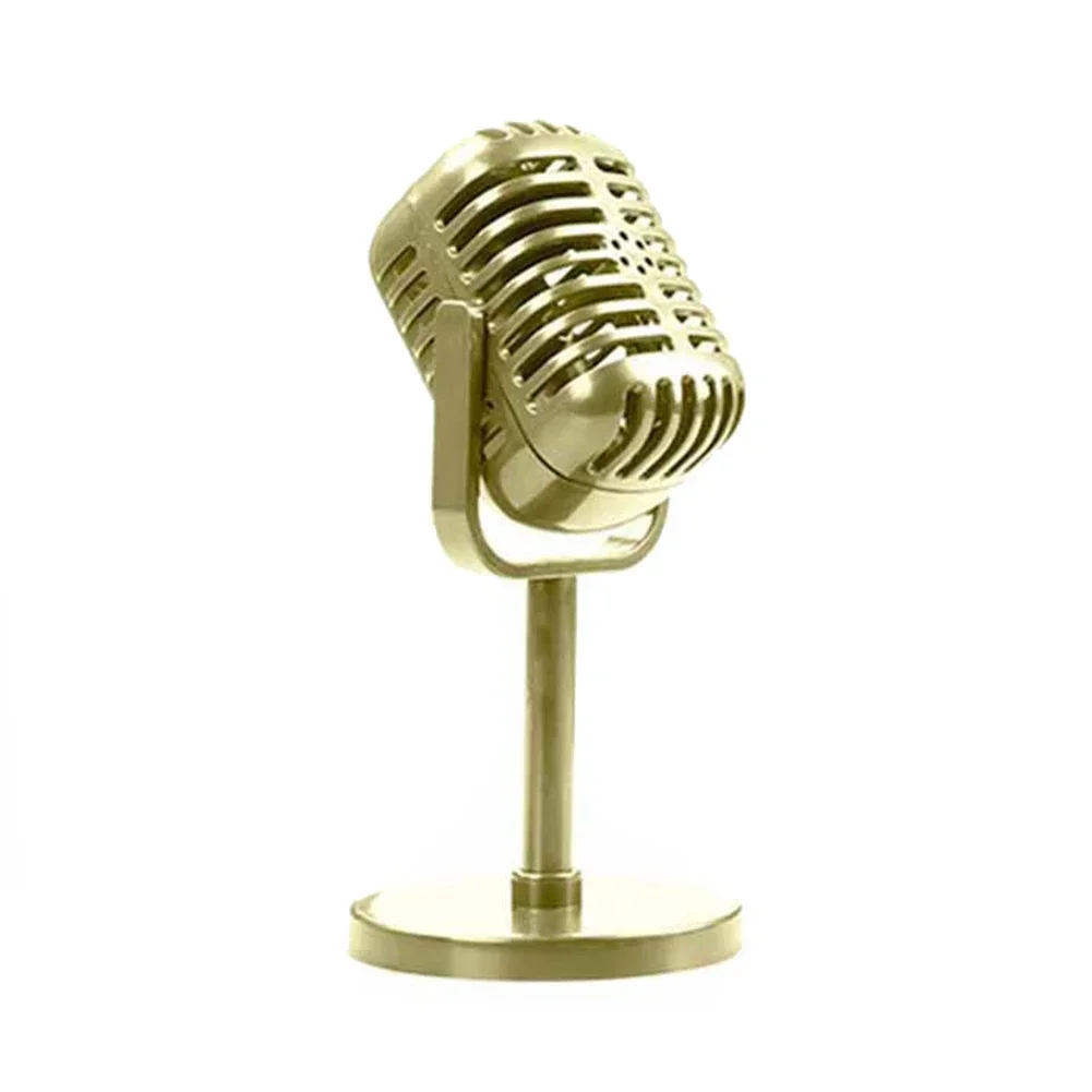 Simulation Props Retro Microphone Vintage Classic Style Dynamic Vocal Microphone Miniatures For Home Decoration Small Ornaments