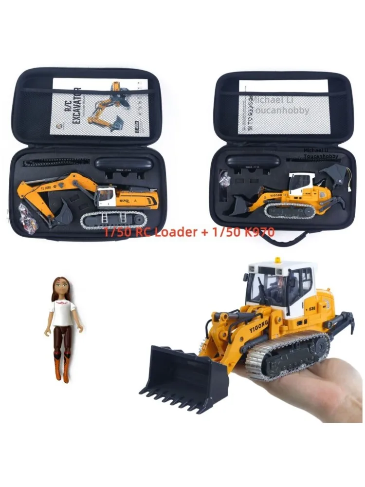 En Stock 1/50 K970 RC pelle LR636 RC chargeur seau en métal pistes Ripper RTR modèle lumière son batterie Construction camion jouet