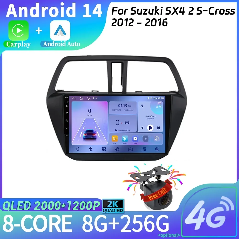 

Wireless Carplay Stereo Head Unit Screen ForSuzuki SX4 2 S-Cross 2012 - 2016 Car Radio Android 14 Multimedia Navigation