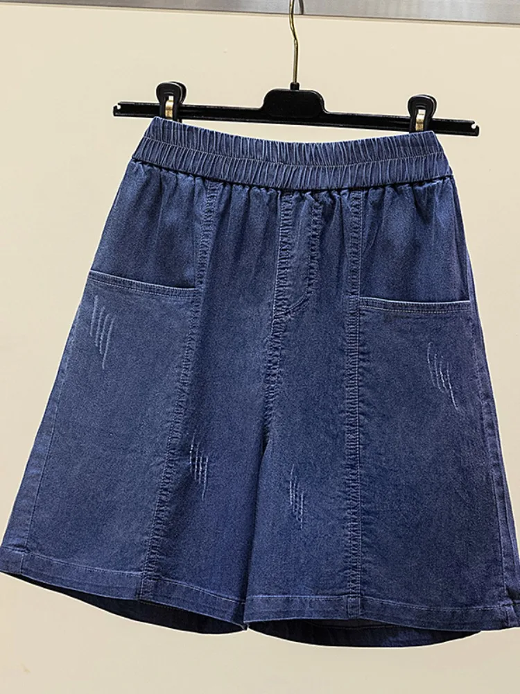 

Summer Large Size Women Denim Shorts Loose High Waist Wide Leg Short Pants Leisure All-matched Ladies Shorts