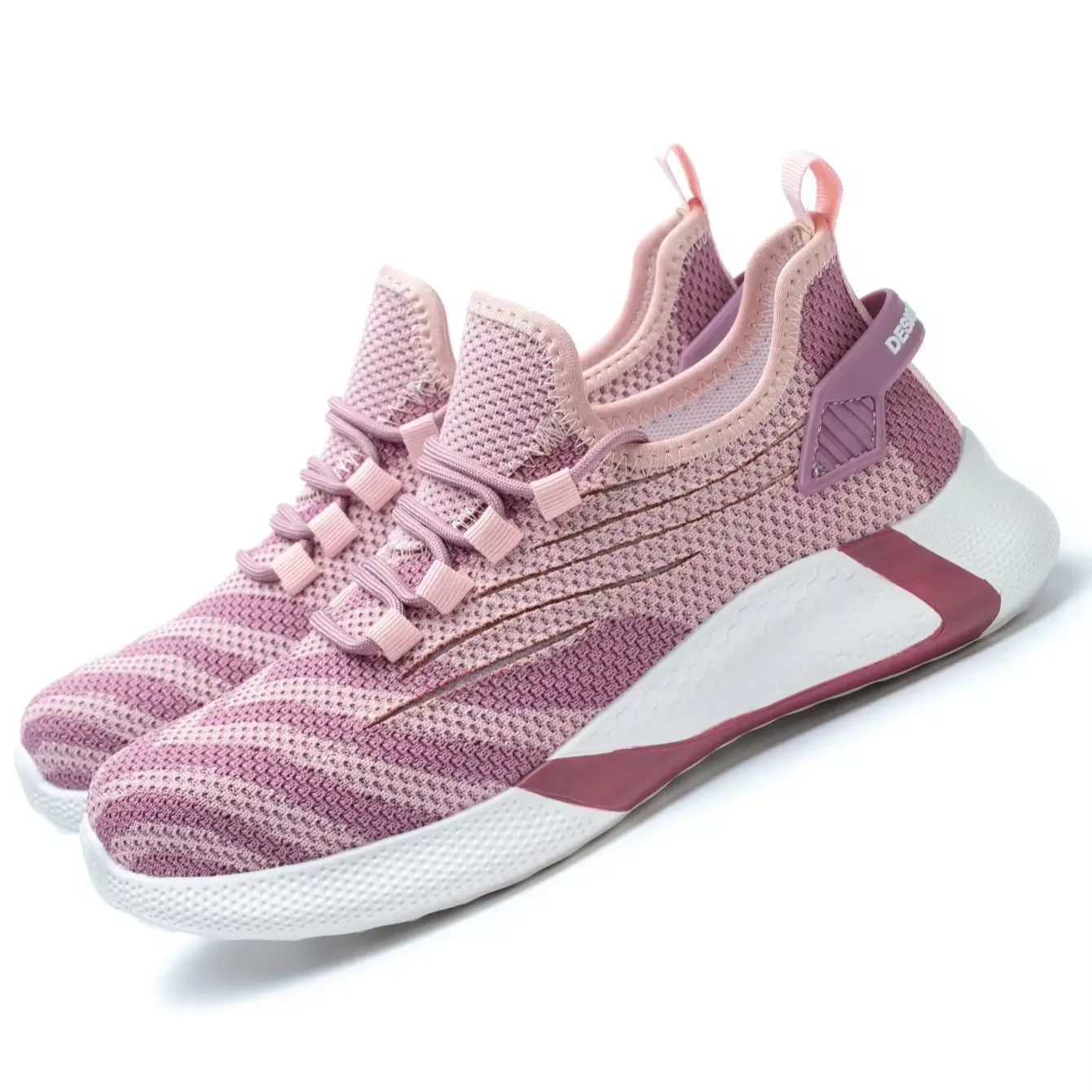Pink women\'s safety shoes Steel head anti-smash Light soft breathable work shoes Women\'s outdoor industrial safety shoes