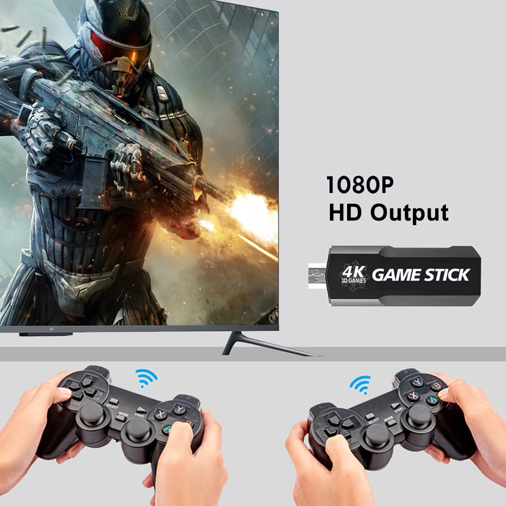 4K Game Stick GD10 128G 40000 Games Retro Game Console HD Video Game Console Wireless Controller For PSP PS1 GBA Birthday Gift