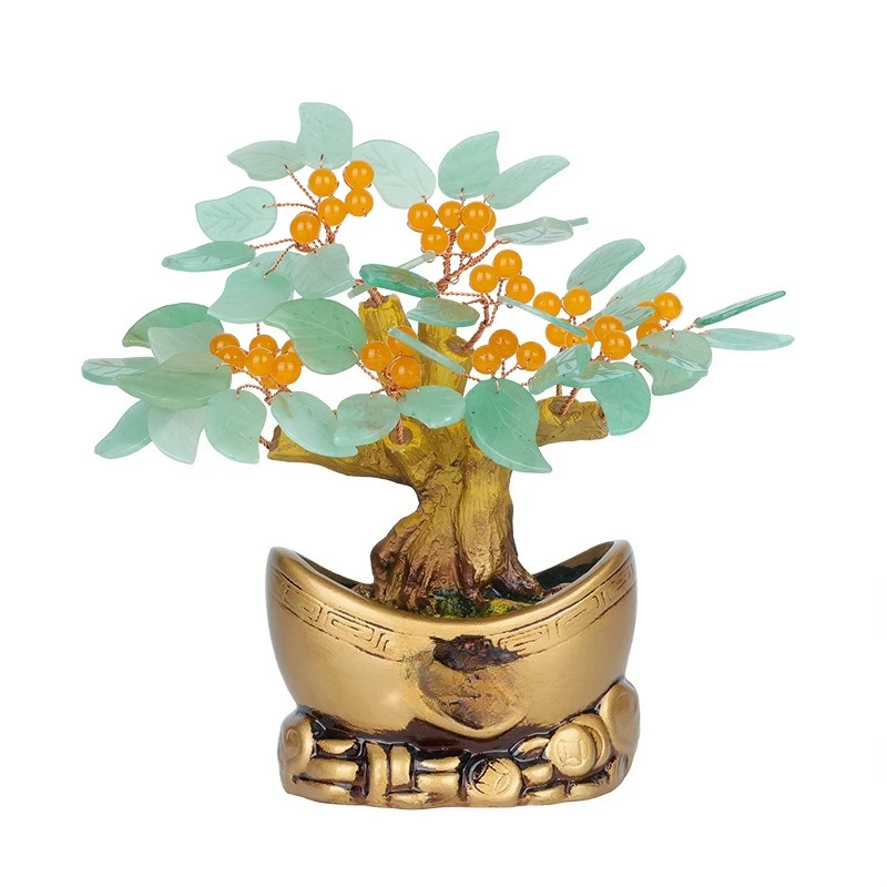 Natural crystal tree, ingot lucky tree birthday housewarming new home living room decoration ornament