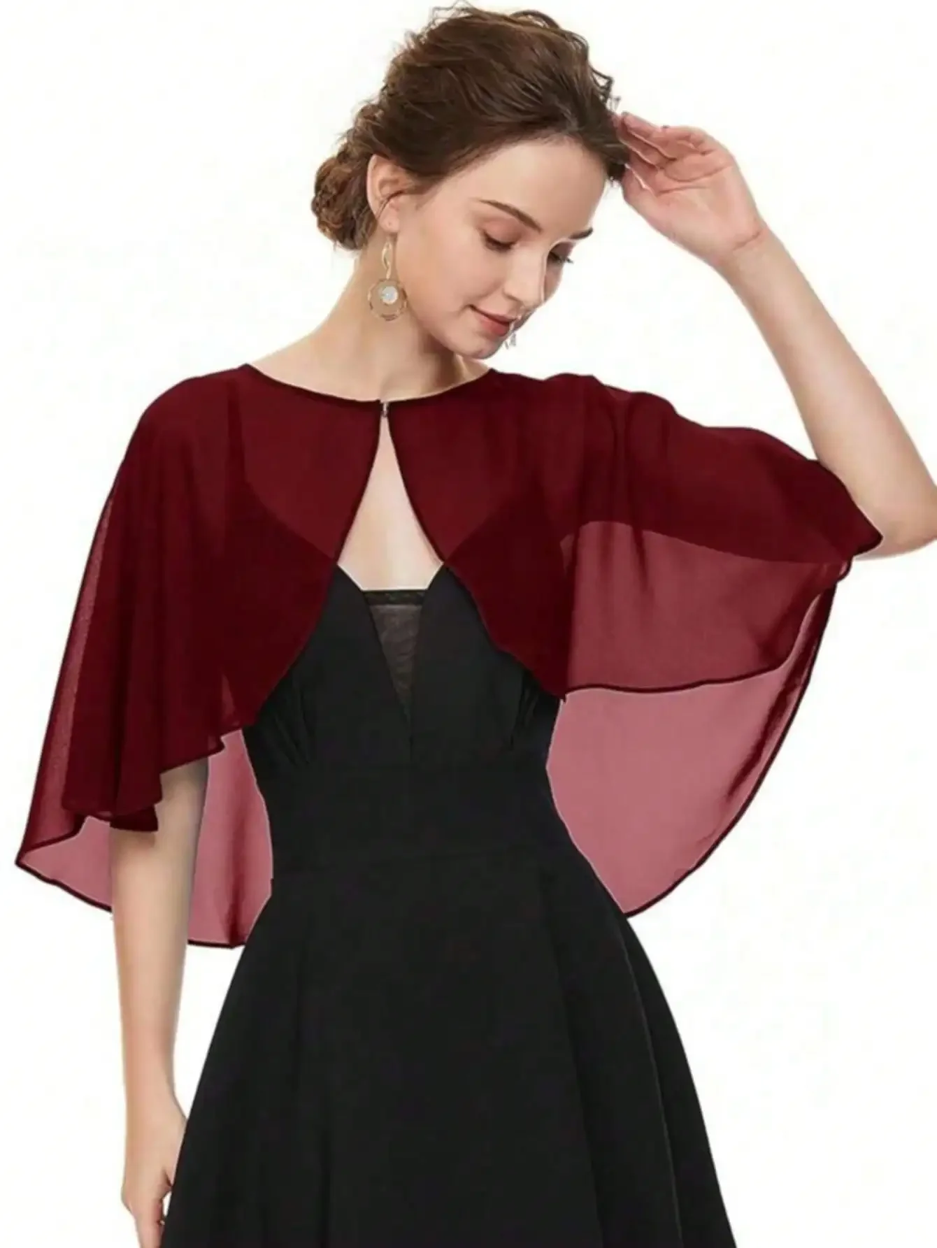 

2026 Women's Pink Spaghetti Strap Pearl Chiffon Shawl, Lightweight Spring/Summer/Autumn Bridal Shawl