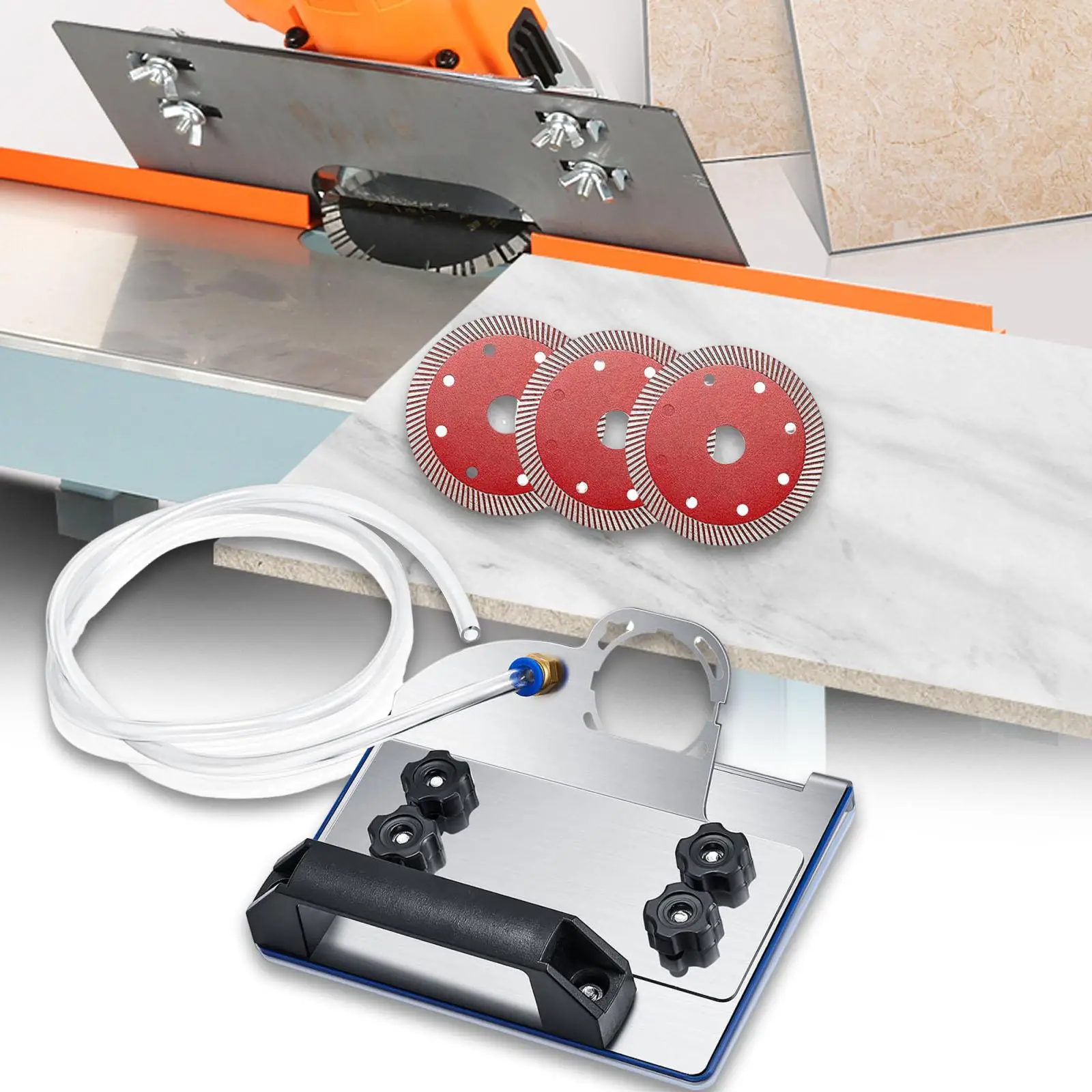 

Angle Grinder Stand for Tile 45° with 3 Saw Blade Stainless Steel Easy to Use Multifunction Tile Chamfering Tool for Household