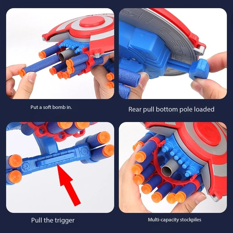 2025 New Captain America Shield Soft Bullet Gun Launcher Toy Avengers Transformable And Hidden Children's Boy Toy Gift