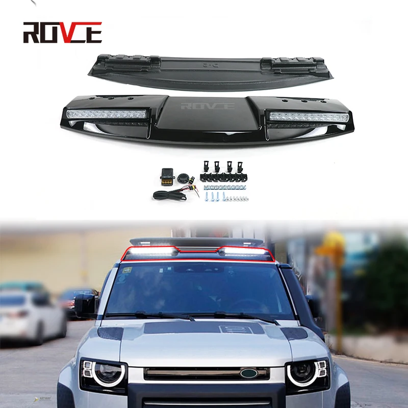 ROVCE Roof Light Luggage Rack Top Lights Spotlight For Land Rover Defender 90 110 130 2020-2023 Front Roof DRL Light Accessories