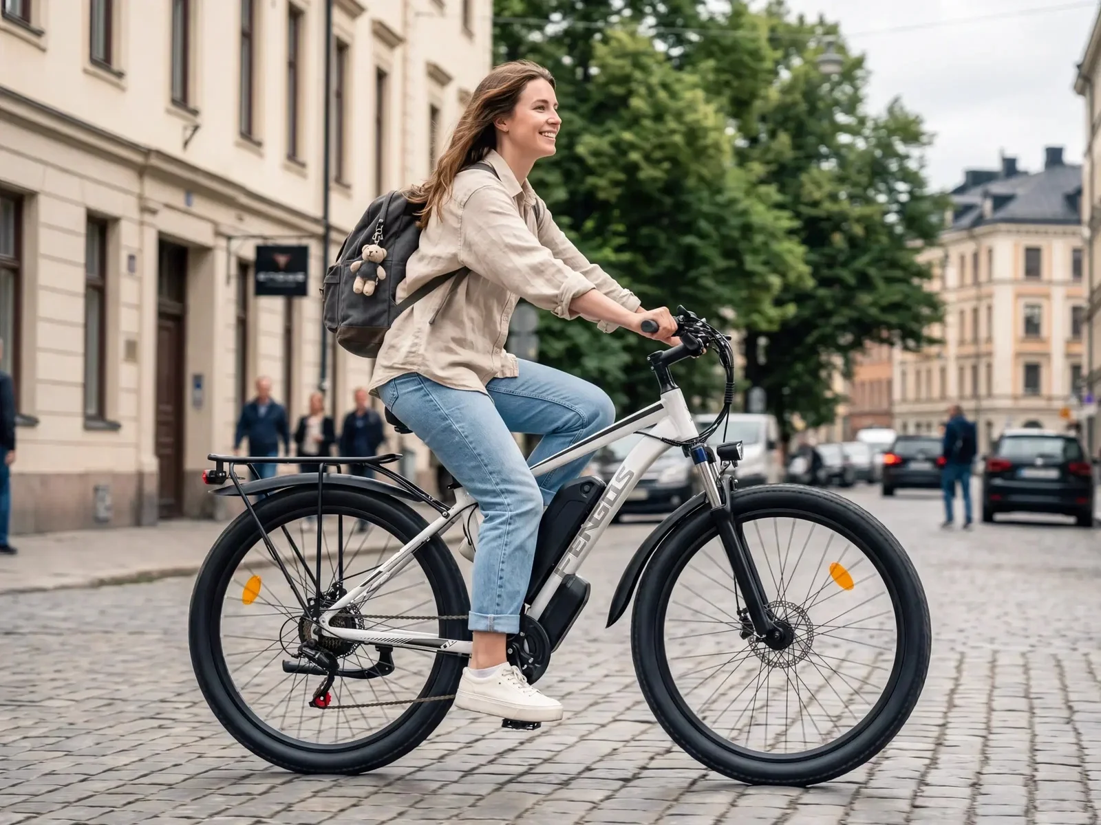 FENGQS 27.5" Electric Bike for Adults, 2000W Peak Power Motor Ebike, 35MPH 80Miles Electric Mountain Bike with 17.5AH Removable Battery-UL 2849, 21-Speed, White image 2