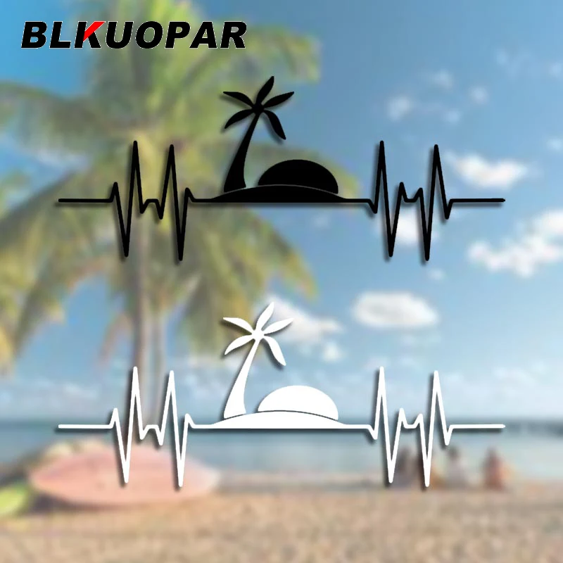 

BLKUOPAR Beach Sunset Coconut Trees Scenery Silhouette Car Sticker Waterproof Decal Fashion Die Cut Windows Trunk Car Styling
