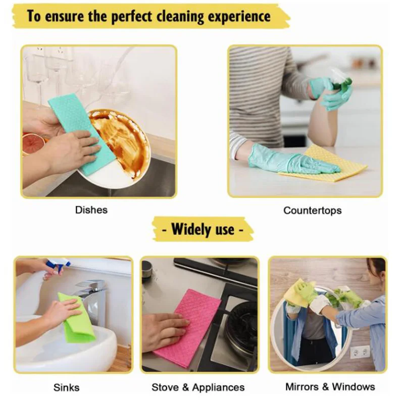 10Pcs Reusable Swedish Dishcloths Eco-Friendly Kitchen Cleaning Towels Cloths Kitchen Towels Household Cleaning Products