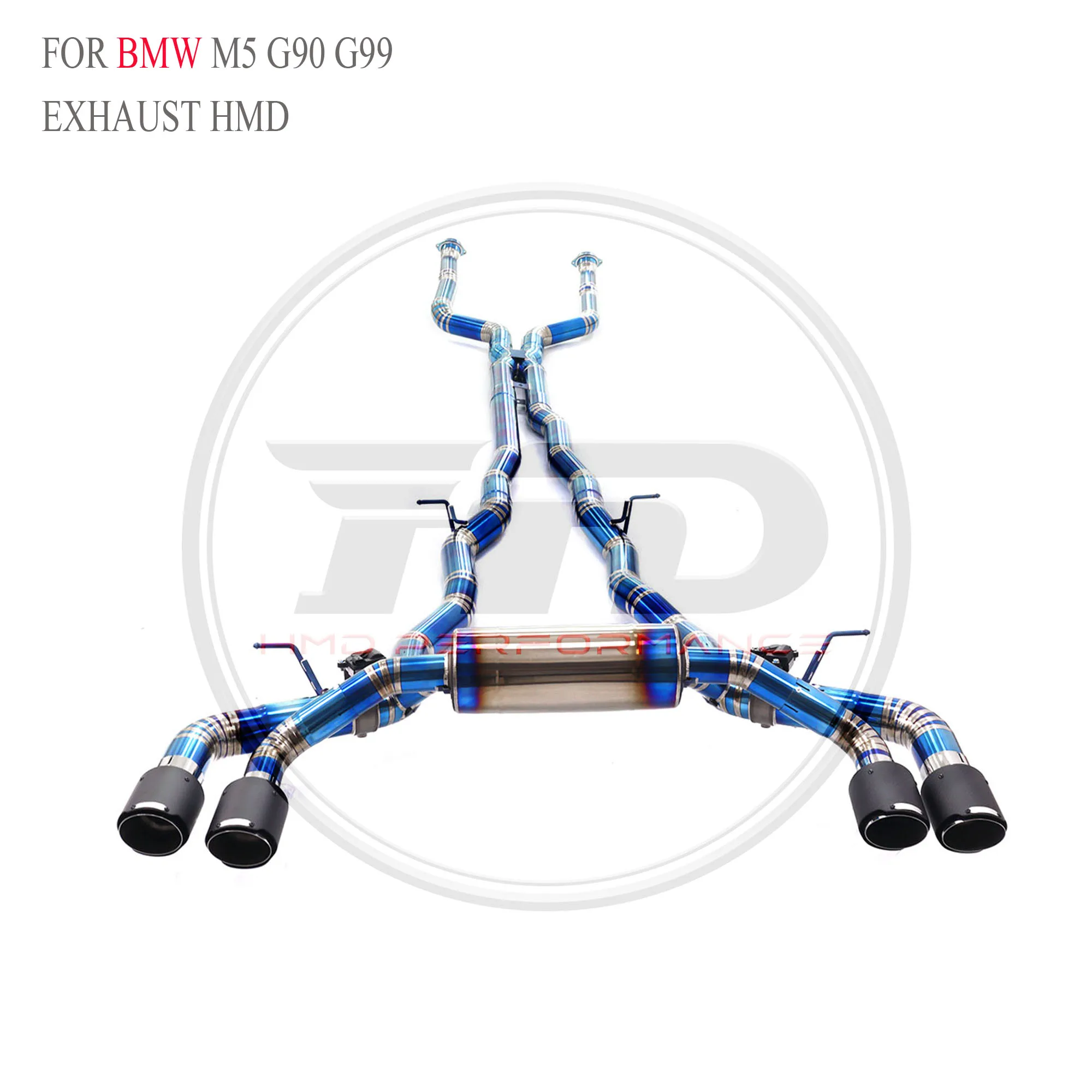 

HMD Высокоточная обработка Catback для BMW M5 G90 60 мм Электронный клапан для труб TC4 Выхлопная труба X-образная конструкция автозапчастей