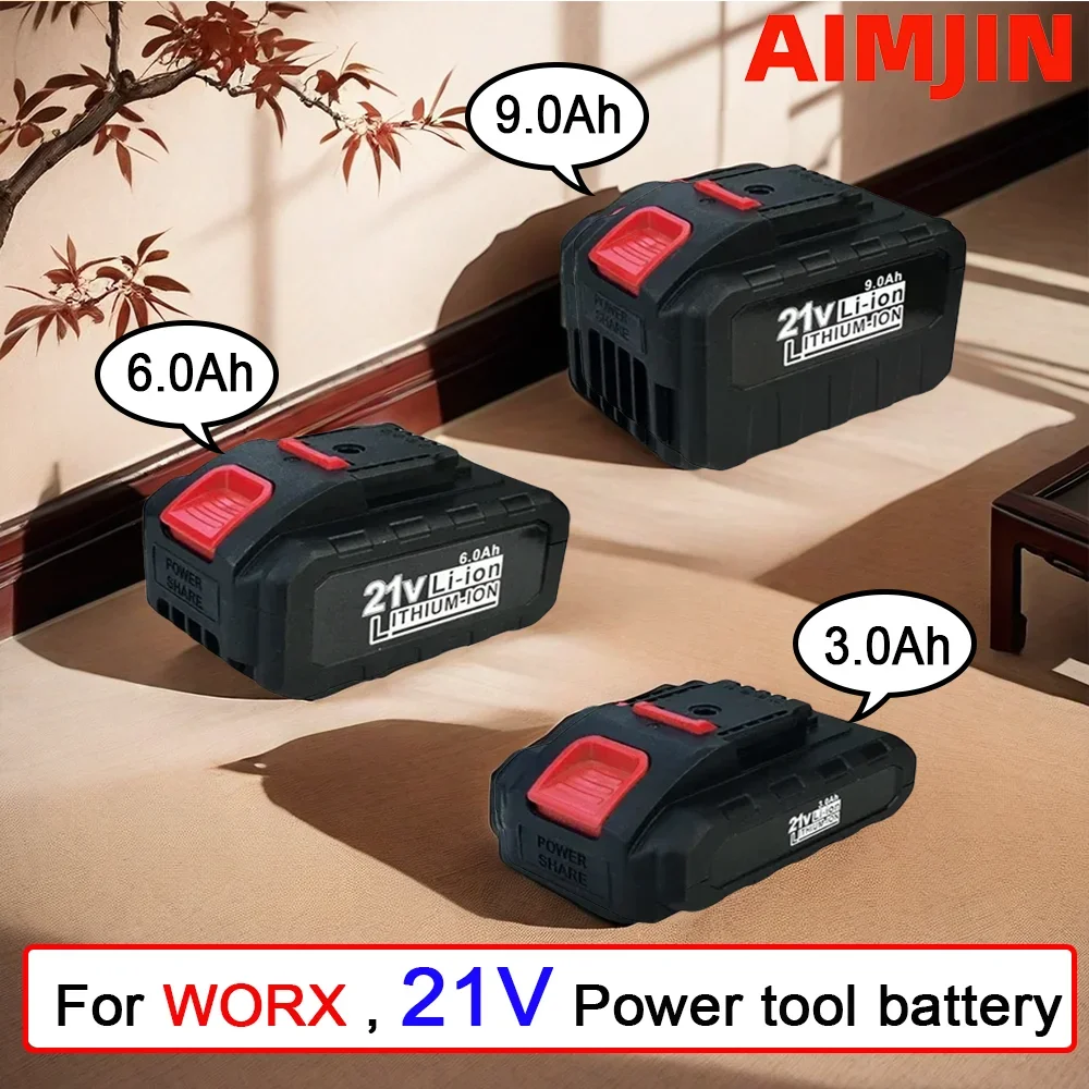 

Lithium Battery 21V 3000/6000/9000mAh ,for Worx Electric Power Tool Pruning Saw Drill Percussion WA3551 WA3553 WA3641 WG629E