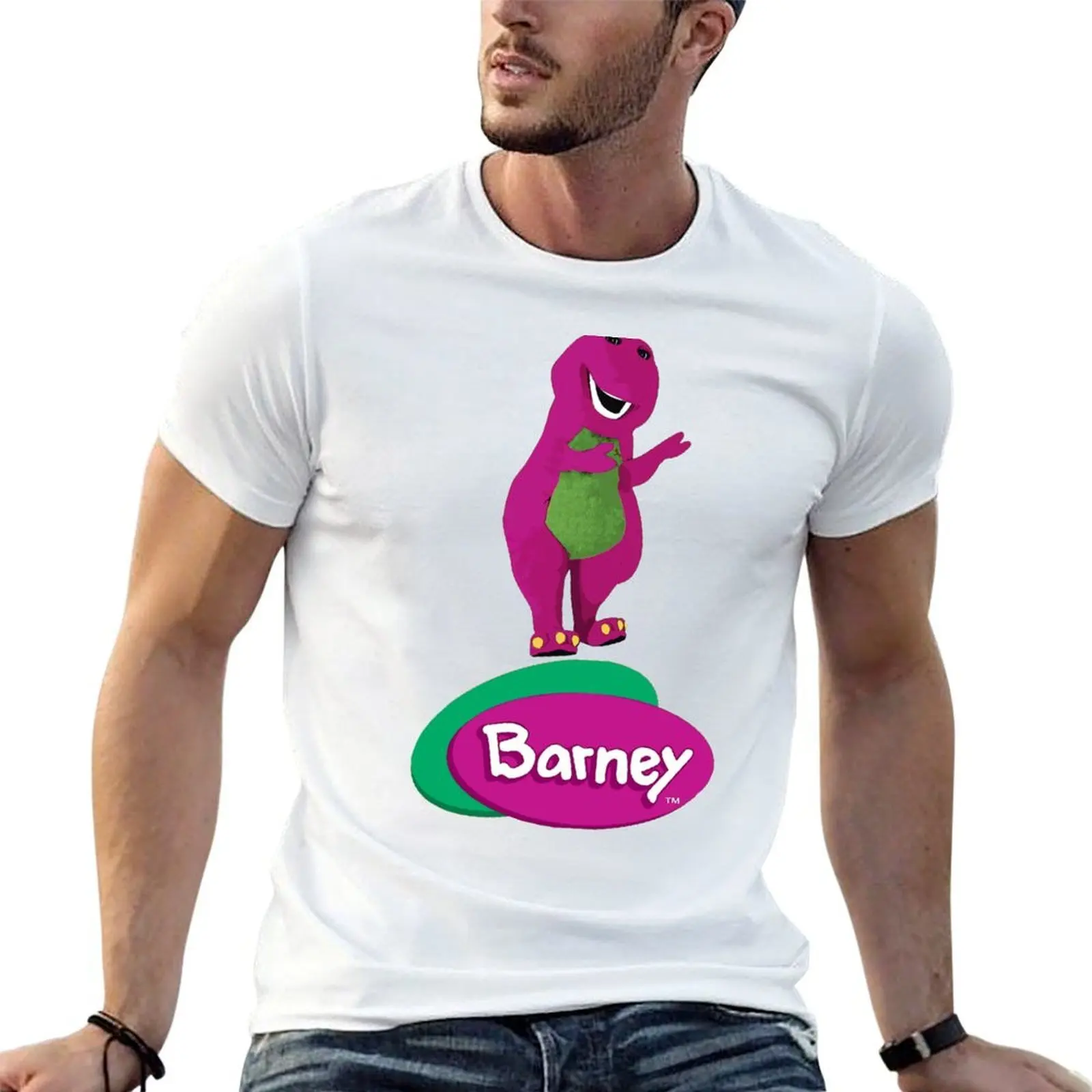 

Cute barney the dinosaur cartoon T-Shirt man t shirt cotton high quality t shirt personalised T-Shirt