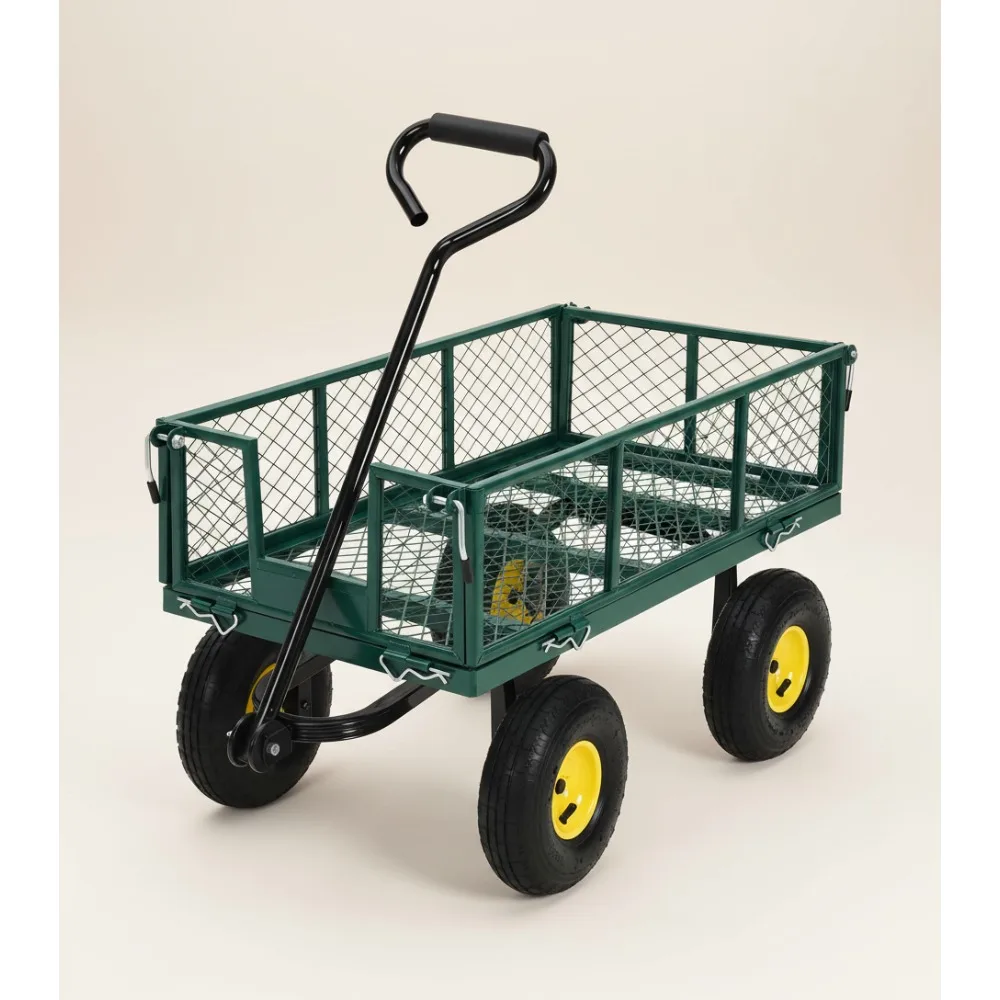 

900LB Heavy-Duty Steel Garden Cart with Removable Mesh & 10" All-Terrain Tires - Perfect for Lawn Farm Yard Work