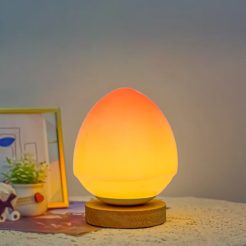 Creative Peach Night Light Sleep Eye Protection Solid Wood Glass Decoration Bedhead Atmosphere Light Gift Night Light