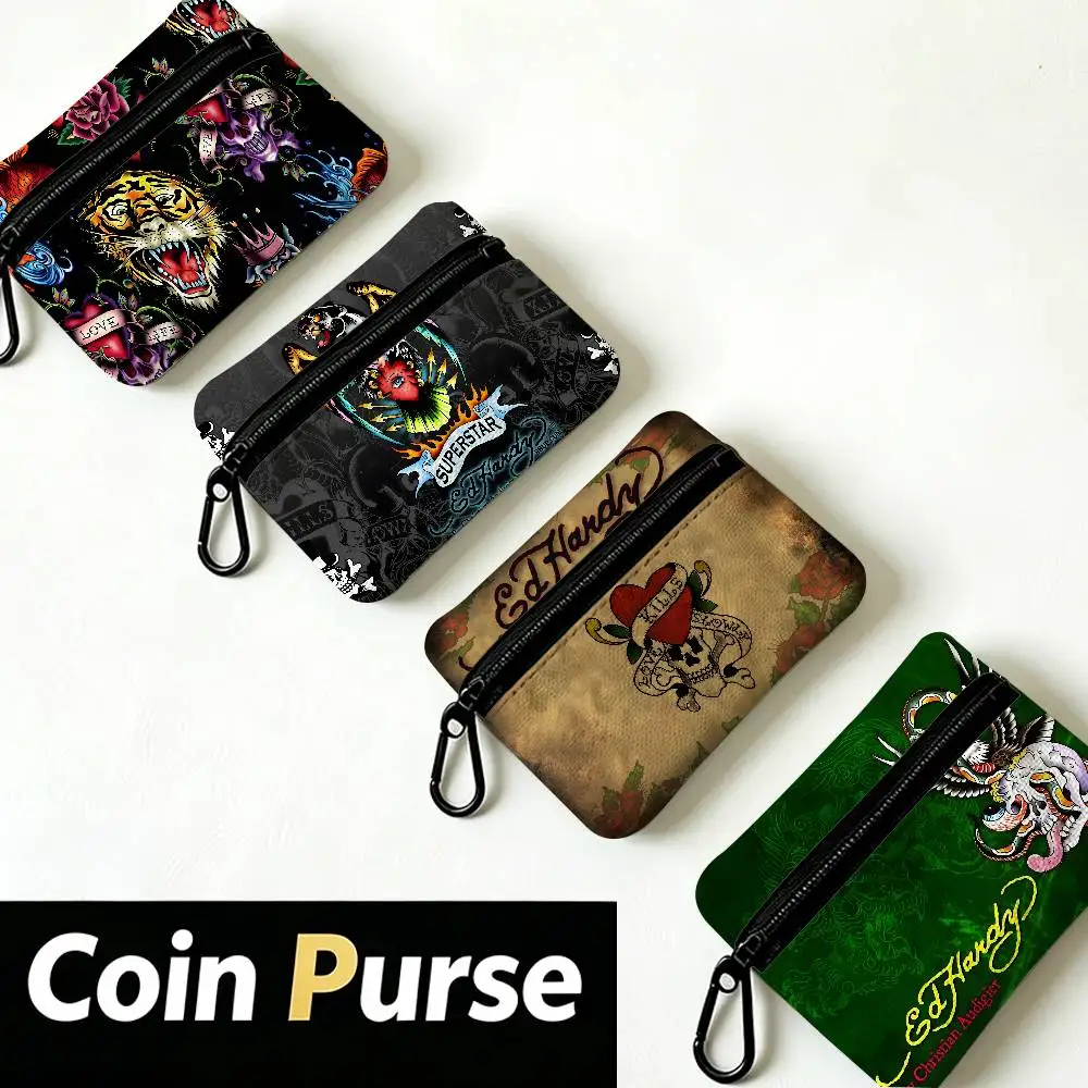 E-Ed H-Hardy Fashion Multifunctional Oxford Cloth Small Pouch With Hook Mini Coin Wallet Earbud Storage Bag