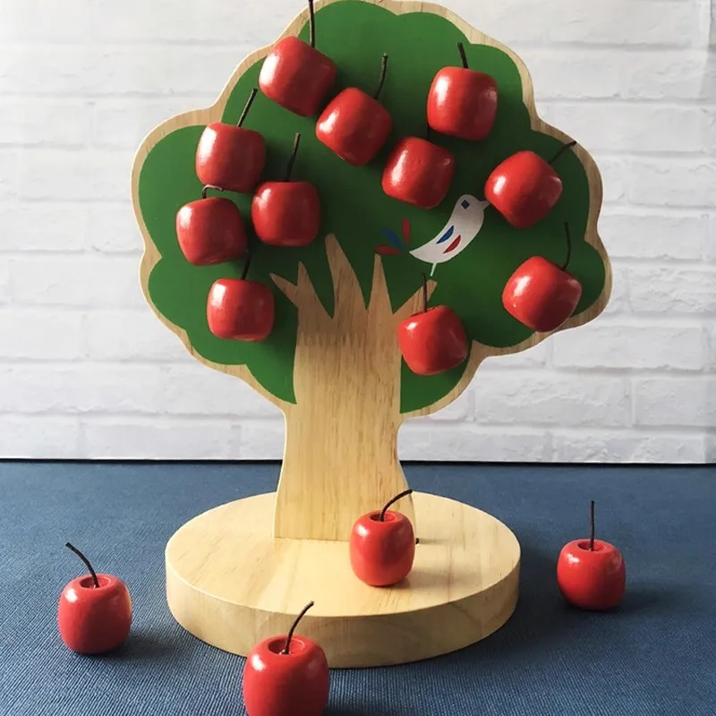 Zabawki edukacyjne DIY Drewniane Magnetyczne Klocki Drzewko Jabłoni Model Drewniany Fantazyjny Prezent Edukacyjny do Nauki Matematyki